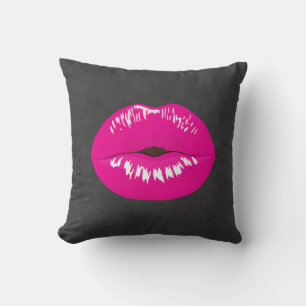 Hot Pink Lips Glamour Illustration Kissen