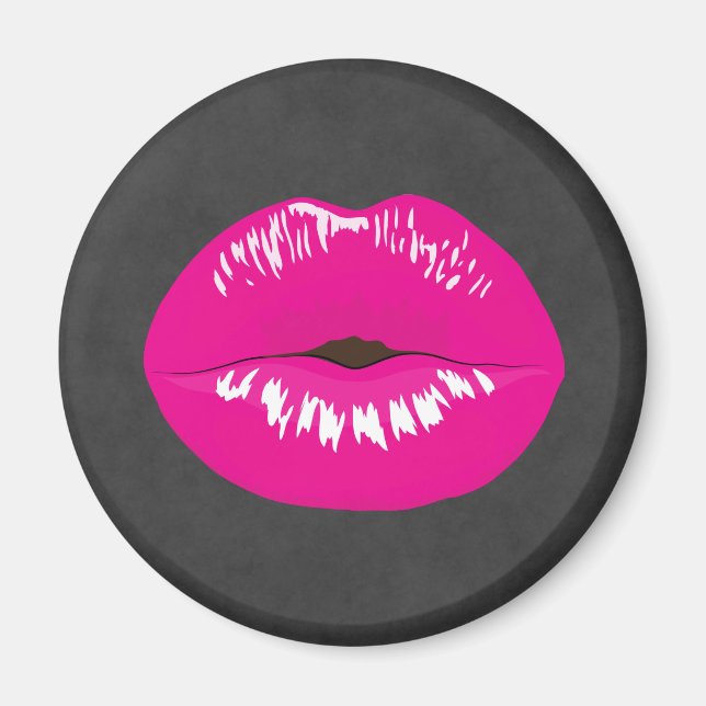 Hot Pink Lips Glamour Illustration Magnet (Vorne)