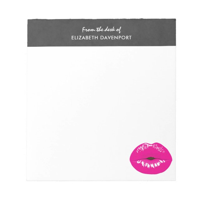 Hot Pink Lips Glamour Illustration Notizblock (Vorderseite)