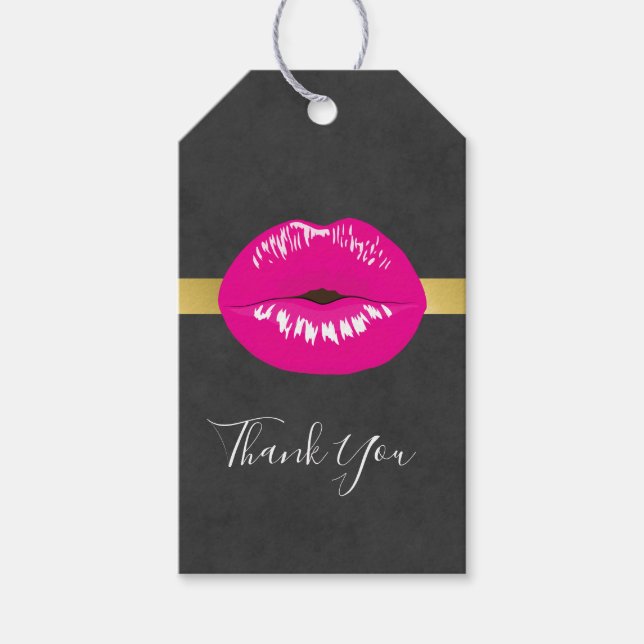 Hot Pink Lips Glamour Illustration Vielen Dank Geschenkanhänger (Vorderseite)