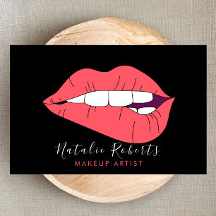 Hot Pink Lips Glamour Makeup Artist Beauty Visitenkarte