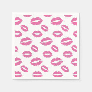 Hot Pink Lips Kiss Pattern Girl Sweet 16 Serviette
