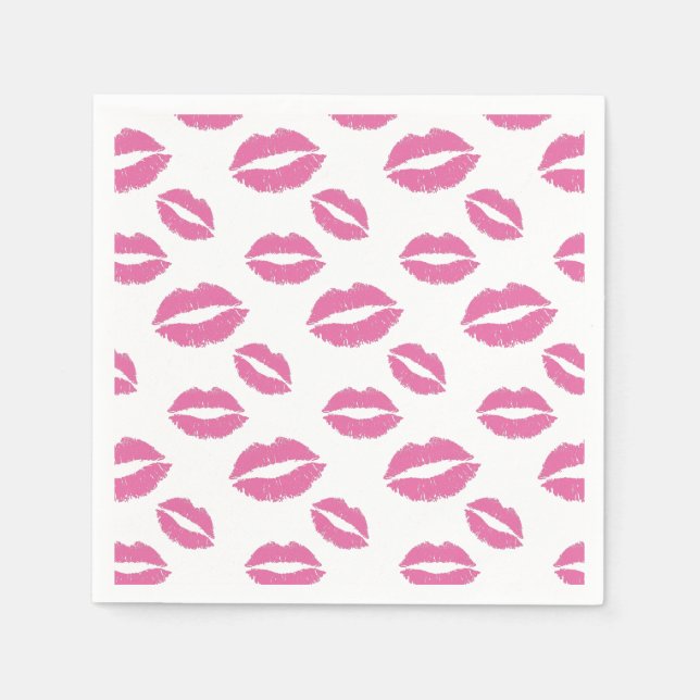 Hot Pink Lips Kiss Pattern Girl Sweet 16 Serviette (Vorderseite)