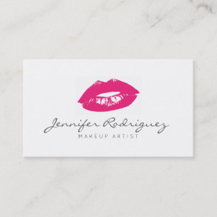 Hot Pink Lips Lipstick Makeup Artist Kosmetik Visitenkarte