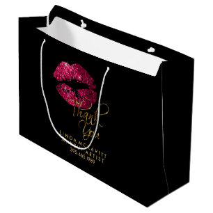 Hot Pink Lipstick auf schwarz - Danke Große Geschenktüte