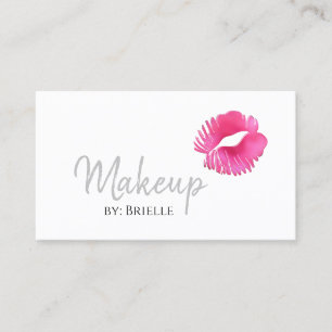 Hot Pink Lipstick Kiss Modern Makeup Artist Visitenkarte