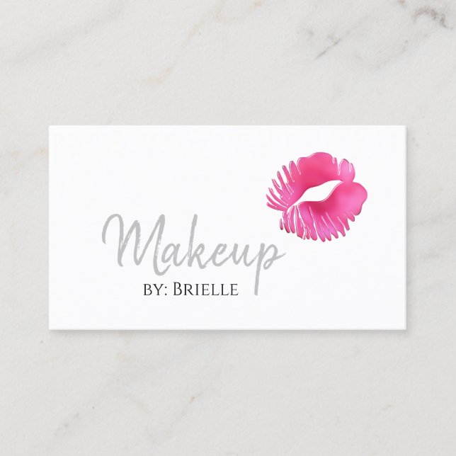 Hot Pink Lipstick Kiss Modern Makeup Artist Visitenkarte (Vorderseite)
