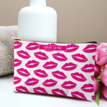 Hot Pink Lipstick Kiss Muster Kosmetik