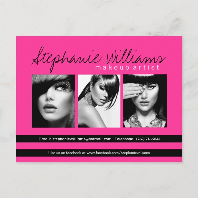 Hot Pink Lipstick Smooch Makeup Artistry Comp Card Postkarte (Vorderseite)