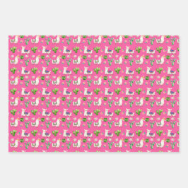 Hot Pink Llama/Cactus Fiesta Wrapping Paper Geschenkpapier Set