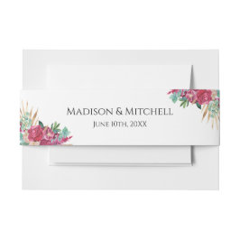 Hot Pink Magenta Floral Elegantes Gold Script Herz Einladungsbanderole