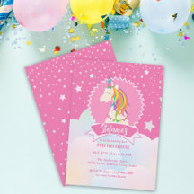 Hot Pink Magical Rainbow Unicorn Girl Birthday
