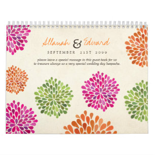 Hot Pink Mandarine & Limone Blumenzettel Kalender