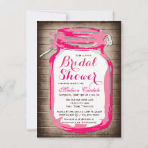 Hot Pink Mason Jar Bridal Dusche Einladungen