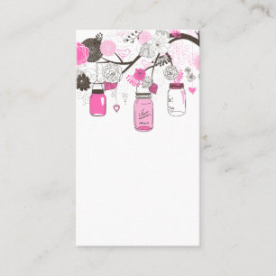 Hot Pink Mason Jars und Blume Leere Einsteckkarte Visitenkarte