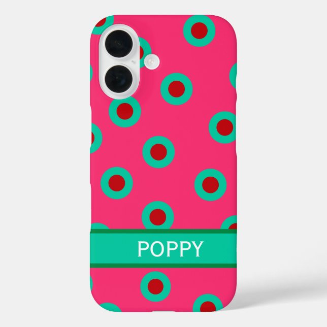 Hot Pink Maximal iPhone 16 Hülle (Rückseite)