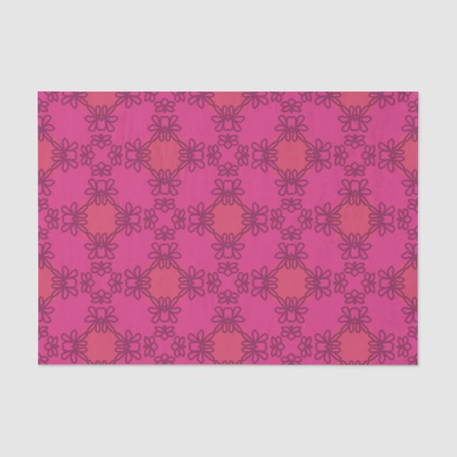 Hot Pink Maximalist Floral Bold Retro Chic Seidenpapier (Vorderseite)