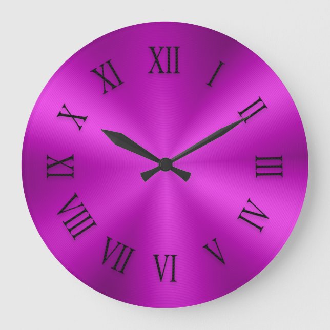 Hot Pink Metallic Uhr mit römischen Zahlen (Vorderseite)
