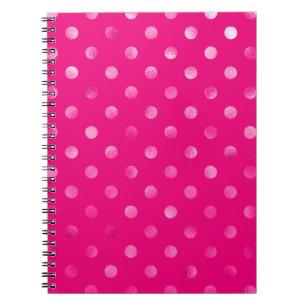 Hot Pink Metallische Imitat Foil Polka Dot Swiss D Notizblock