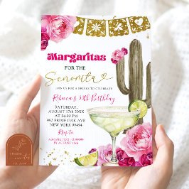 Hot Pink Mexican Cactus Floral Fiesta Margarita Einladung