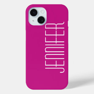 Hot Pink, Minimalistisch, Jumbo-Individuelle Name, iPhone 15 Hülle