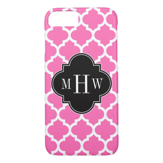 Hot Pink mit marokkanischer #5 Black 3 Initial Mon Case-Mate iPhone Hülle (Rückseite)