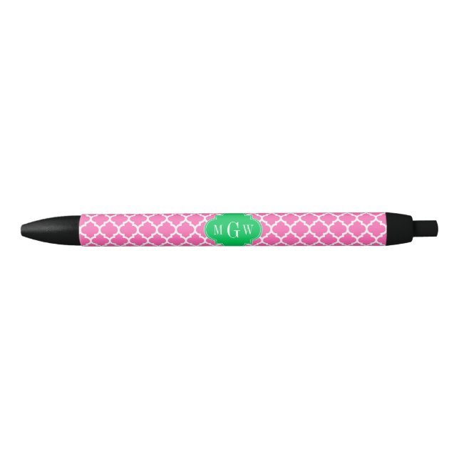 Hot Pink mit marokkanischer Nr. 5 Emerald 3 Initia Kugelschreiber (Vorderseite)
