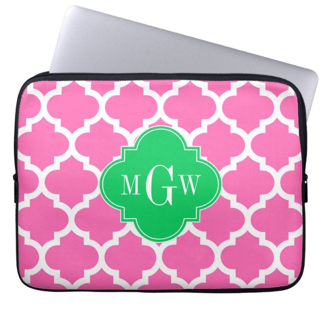 Hot Pink mit marokkanischer Nr. 5 Emerald 3 Initia Laptopschutzhülle (Vorderseite)