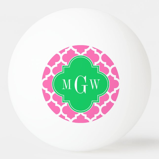 Hot Pink mit marokkanischer Nr. 5 Emerald 3 Initia Tischtennisball (Vorderseite)
