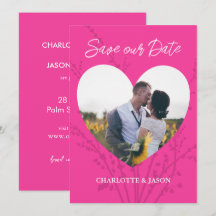 Hot Pink Modern Foto Herzrahmen Save the Date