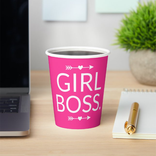 Hot Pink Modern Girl Boss Pappbecher (InSitu)