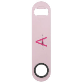 Hot Pink Modern Script Girl Monogram Name Speed Flaschenöffner
