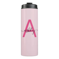 Hot Pink Modern Script Girl Monogram Name