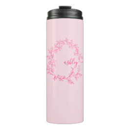 Hot Pink Modern Script Girl Monogram Name Thermosbecher