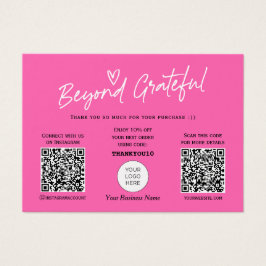 Hot Pink Modern Script QR Code danke Karte