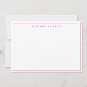 Hot Pink Moderne Berufliche Doppelgrenzkarte Mitteilungskarte