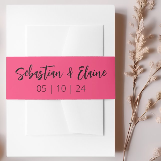 Hot Pink Moderne Fun-Hochzeit Einladungsbanderole (Von Creator hochgeladen)