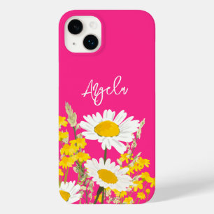 Hot Pink Moderne Wildblumen für Monogramm Case-Mate iPhone 14 Plus Hülle