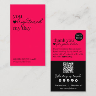 Hot Pink Moderner Script QR Code, vielen Dank Visitenkarte