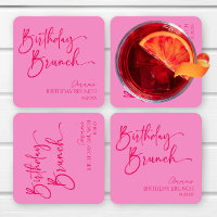 Hot Pink Modernes Minimalistisches Birthday Brunch