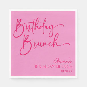 Hot Pink Modernes Minimalistisches Birthday Brunch Serviette
