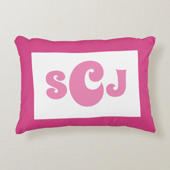 Hot Pink Monogram Girl Dekokissen (Vorderseite)
