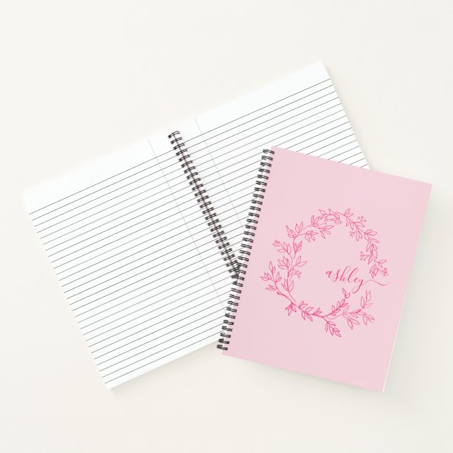 Hot Pink Monogram Girl's Back to School Notizbuch (Innenseite)