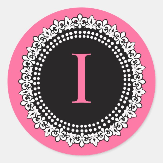 Hot Pink Monogram I Lilie Wedcker Sticker (Vorderseite)