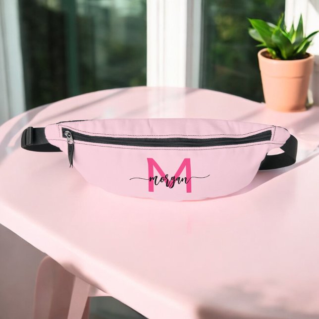 Hot Pink Monogram Name Girl's Script Bauchtasche (Von Creator hochgeladen)