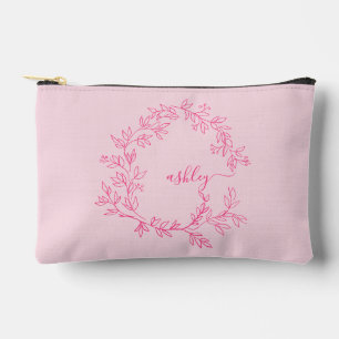 Hot Pink Monogram Name Girl's Script Zubehörtasche
