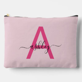 Hot Pink Monogram Name Girl's Script Zubehörtasche