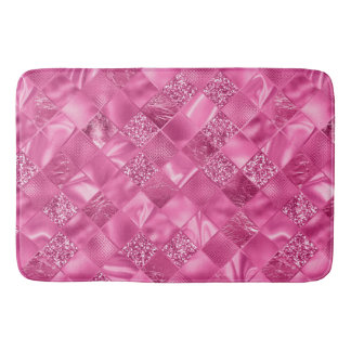 Hot Pink Multi-Texture Square Weave Muster Badematte