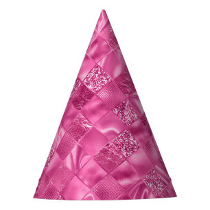 Hot Pink Multi-Texture Square Weave Muster Partyhütchen