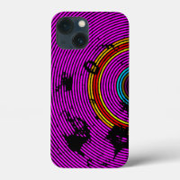 Hot Pink Multicolor Vinyl Disk Textur Muster